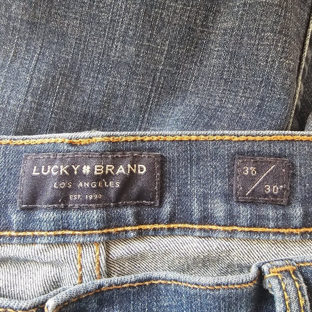 Lucky Brand 121 Slim Straight Jeans Men Tag 36x30 Act 38x28.5 Blue Stretch Denim - Picture 4 of 13